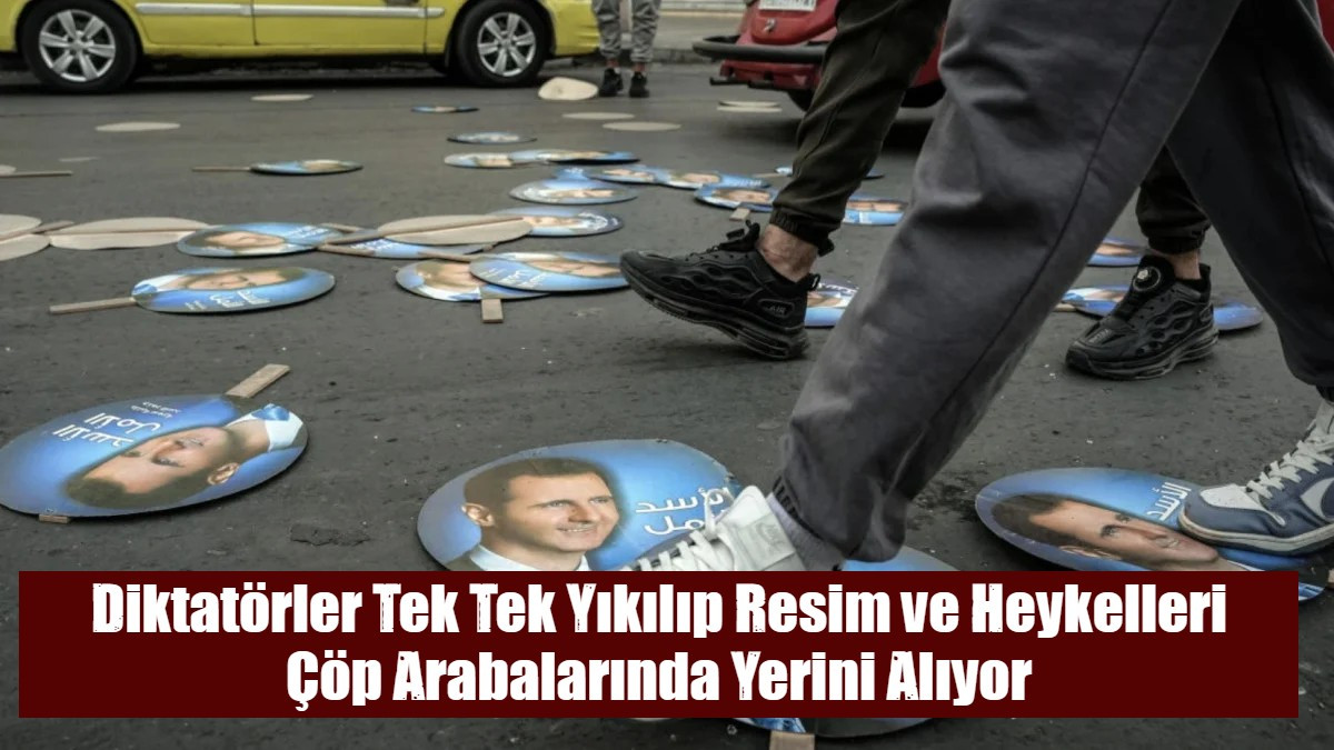 Diktatörler Tek Tek Yıkılıp Resim ve Heykelleri  Çöp Arabalarında Yerini Alıyor