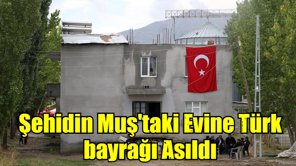 Şehidin Muş'taki Evine Türk bayrağı Asıldı